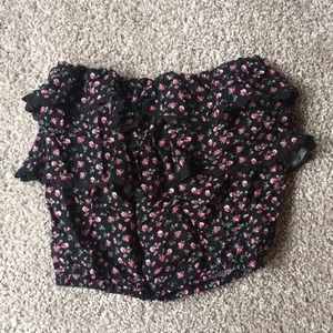 Strapless floral crop top